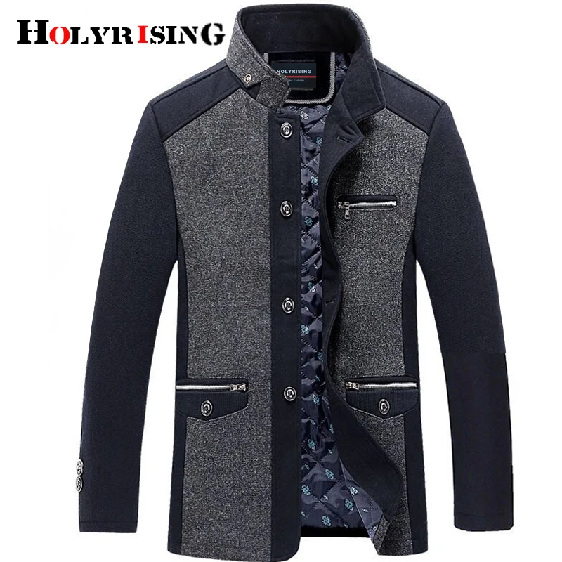 Holyrising men coat winter wool caot erkek kaban Fashion Business Thicken Slim Overcoat Jacket Male Peacoat Brand Clothes 18703 Holyrising men coat winter wool caot erkek kaban Fashion Business Thicken Slim Overcoat Jacket Male Peacoat Brand Clothes 18703