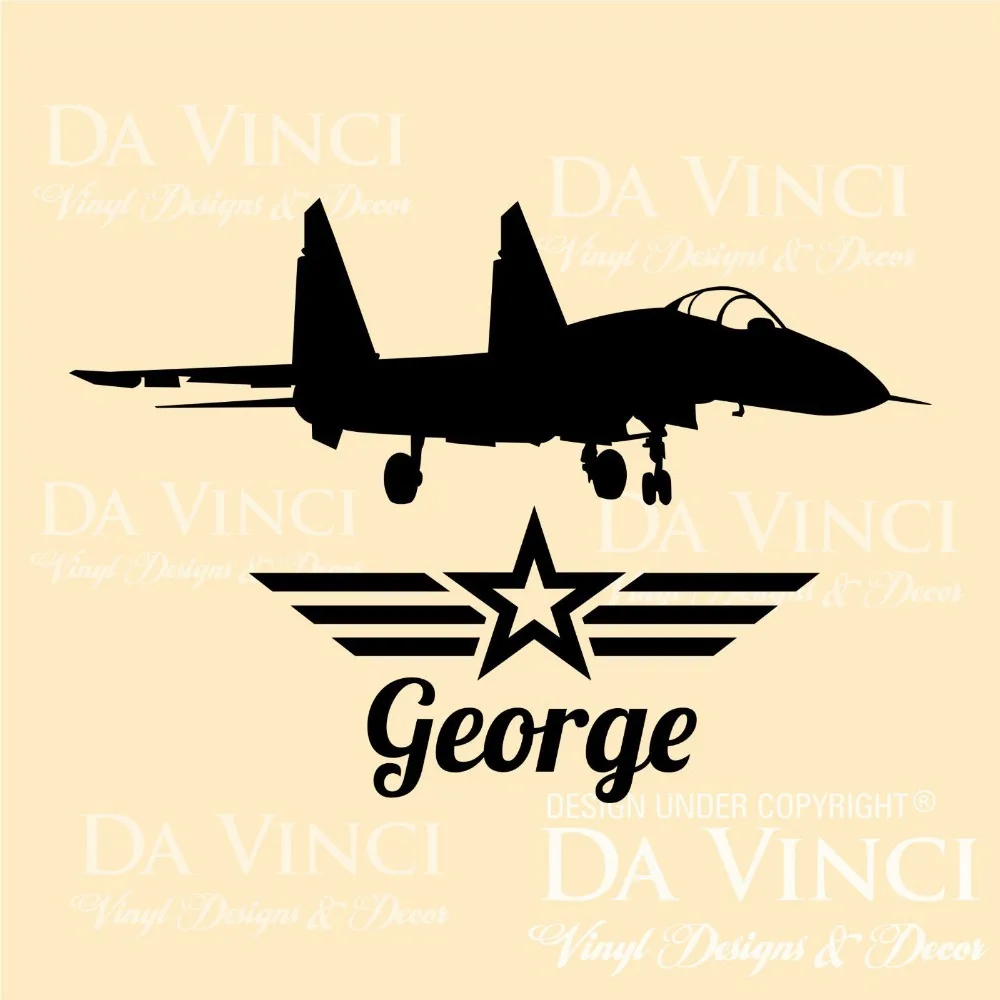 Airplane Planes Navy Army Jet Wall Custom Room Name Vinyl Wall Decal
