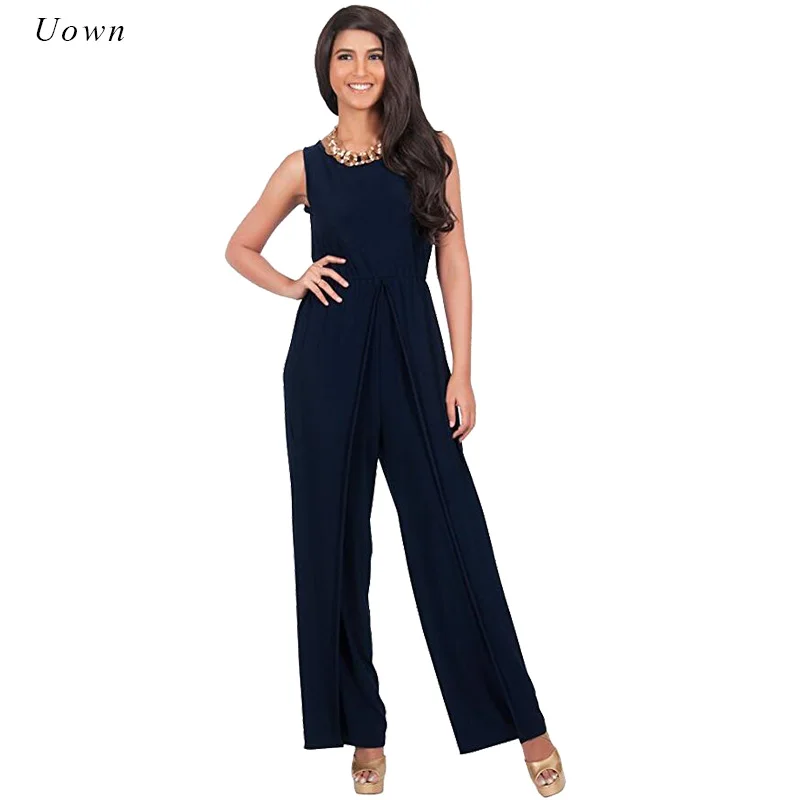 2017 Summer Fashion Big Women Split Wide Leg Jumpsuits