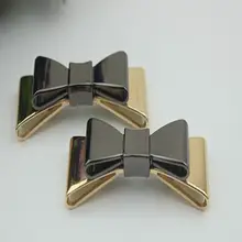 10 шт./партия) высококачественные сандалии с бантом черного и золотого цвета обувь на кнопках ручной металлический украшения для обуви