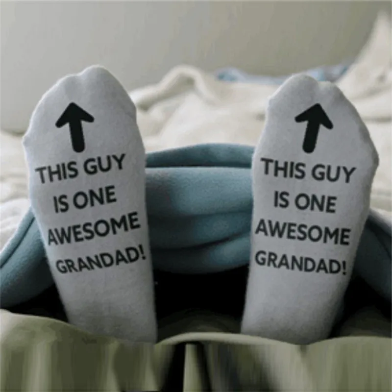 Men 'Awesome Dad' Father Gift Letter Print Funny Mid Short Socks 16