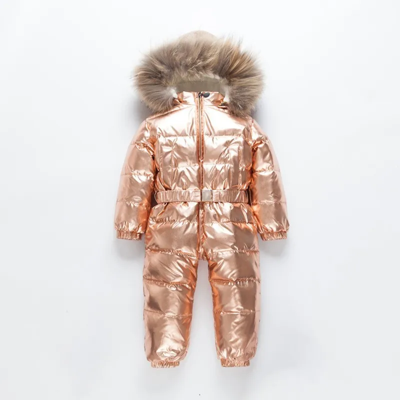 Детский пуховик-30 детский комбинезон, верхняя одежда Зимний лыжный костюм, одежда для девочек, верхняя одежда, пальто, парка натуральный мех, для детей от 2 до 8 лет