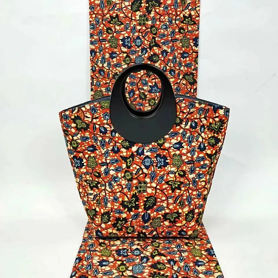 

3pc Set African Print Handbag+ Clutch Bag+6 Yard Ankara African Wax Print Fabric Tissues Africain For Women YBGB-27