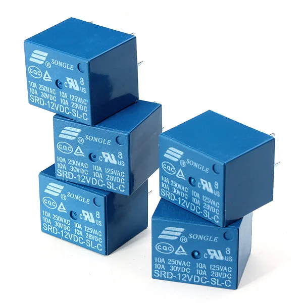 

5Pcs SONGLE Mini 12V DC Power Relay SRD-12VDC-SL-C PCB Type