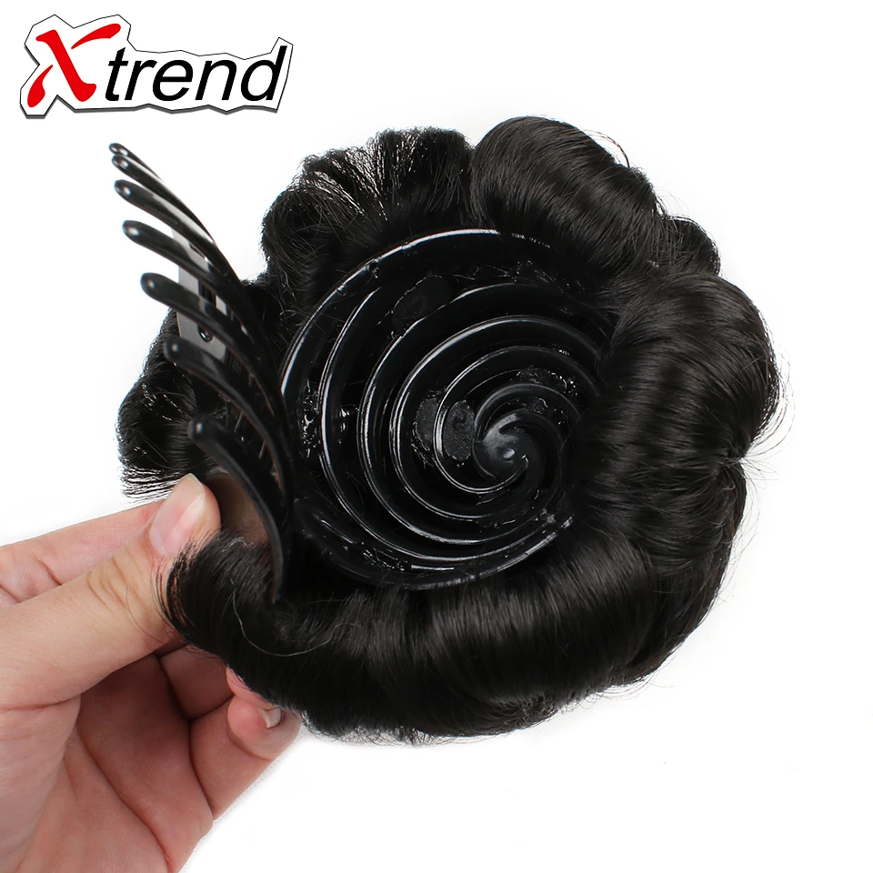 Xtrend синтетический кудрявый шиньон булочка шиньон для женщин 9 цветов Роликовый зажим в поддельные аксессуары для волос высокотемпературное волокно