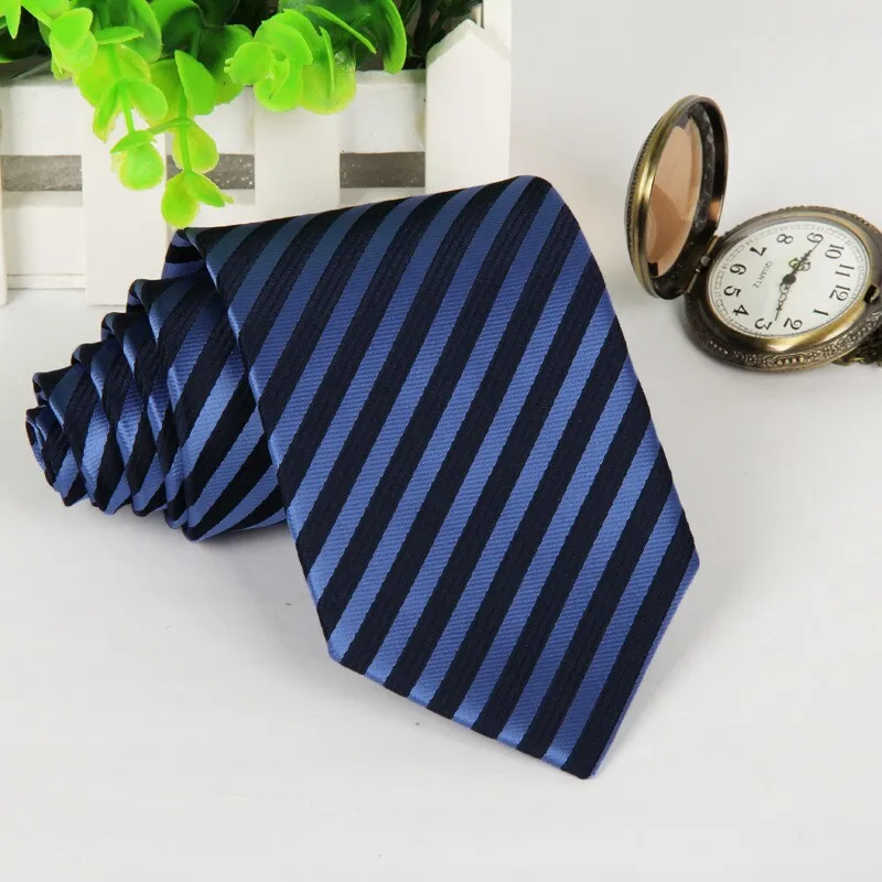 Галстук 8 см темно-синяя полоса Новое поступление галстуки для мужчин модное Повседневное платье Лот - Цвет: DL01