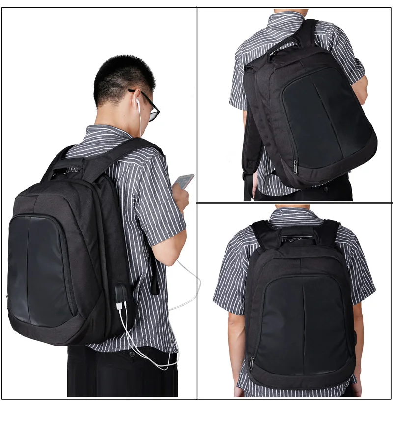 XQXA рюкзак для ноутбука мужской/женский USB сумка для компьютера водостойкий школьный рюкзак для колледжа унисекс 1" рюкзак для ноутбука черный