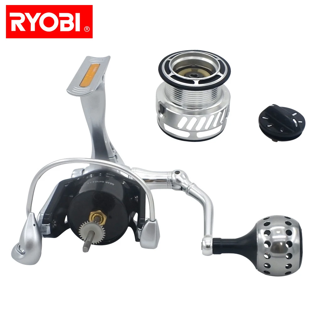 RYOBI 100% أصلي الصيد بكرة TT الطاقة 5.0: 1 الغزل بكرة 6 + 1 محامل 10 KG الطاقة مغزال اليابان بكرات مع CNC مقبض