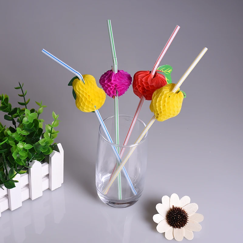 Buy 100pcs/lot Fruit Cocktail Drinking Straws 3D