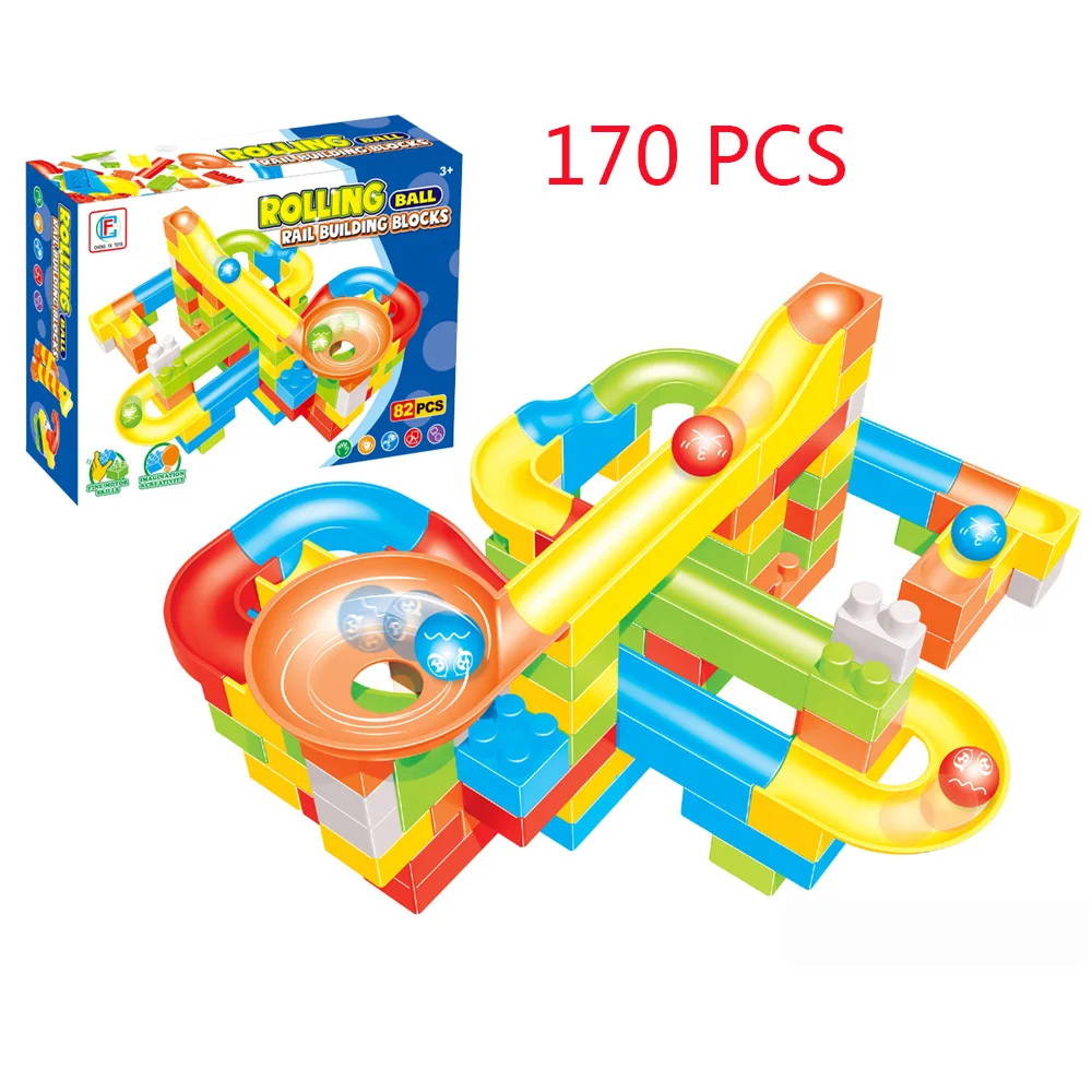 Simlock 36-82 шт. Строительные игрушки развивающий мяч трек пластиковые строительные блоки игрушки для детей образовательные блоки большого размера - Цвет: B008-170PCS