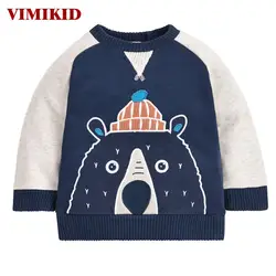 VIMIKID/Одежда для мальчиков, футболка, новая осенняя одежда с длинными рукавами и круглым вырезом, хлопковая одежда для отдыха с рисунком