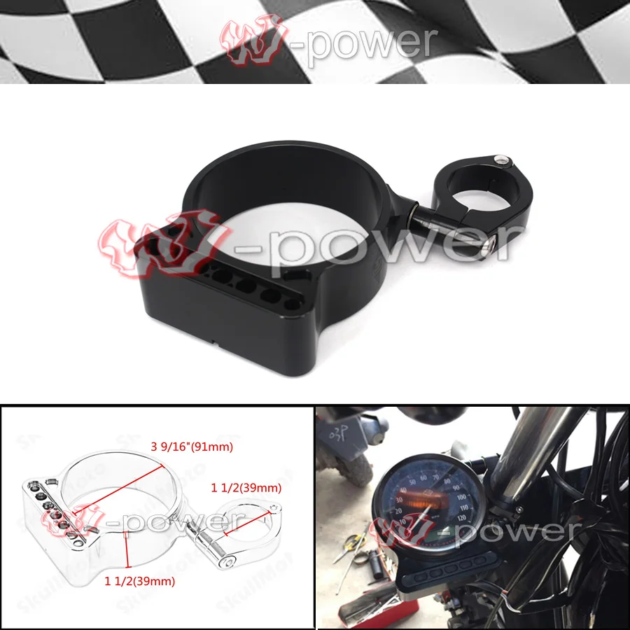 39mm/16" Black Side Mount Speedo Relocation Bracket For Harley