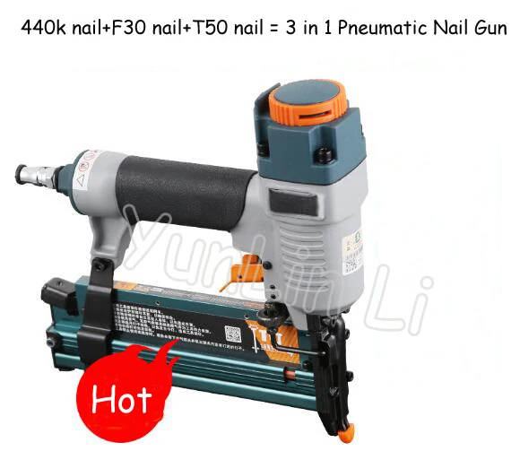 Three-in-one Pneumatic Nail Gun Woodworking Decorative Nailing Machine F10-F50 T20-T50 440K Nails Timber Steel Plate Fastening |