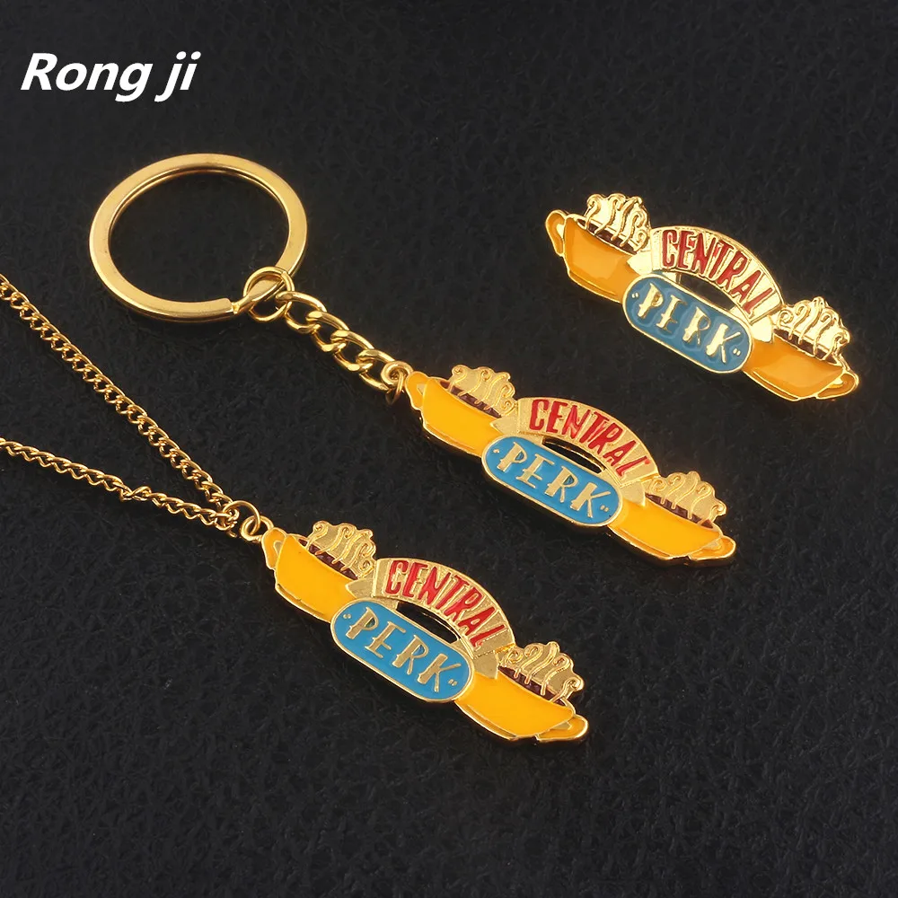 

4style Friends charm Necklace TV Show badge jewelry Central Perk Coffee Time plating gold and silver Pendant