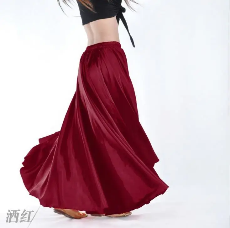 Belly Dance 360 Degree Circle Big Skirt Silk Satin Big Skirt Flamenco Skirt Training Performance