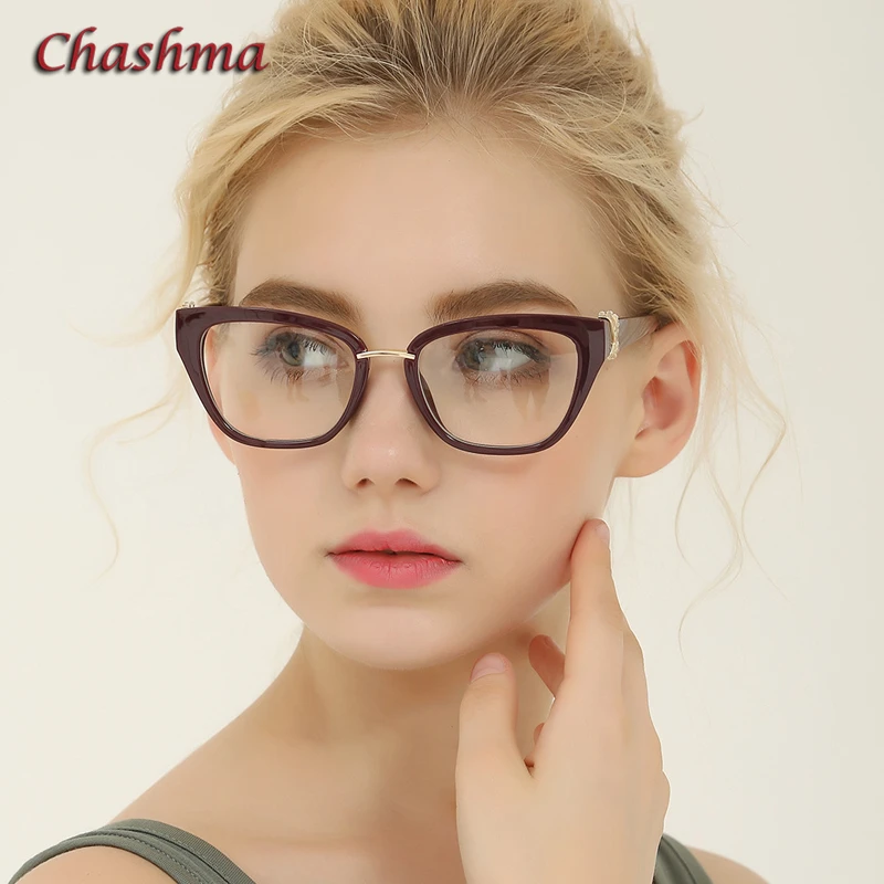 Fashion Cat Eye Women Glasses Frame Wine Red Diamond Eyewear with Rhinestone Optical Spectacles for Prescription Lenses | Аксессуары для