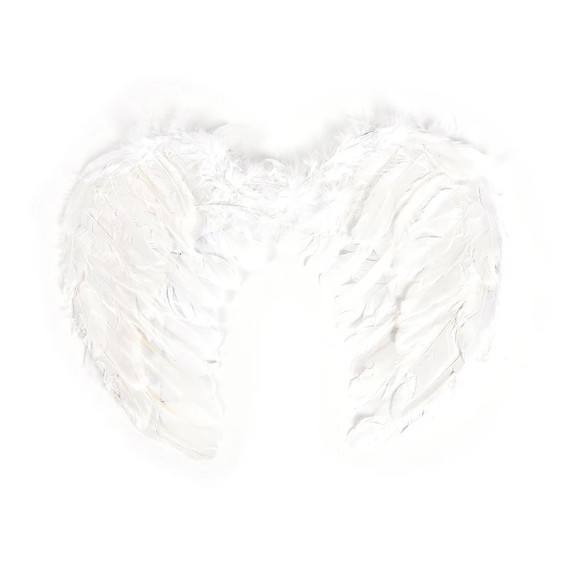 4 размера черный белый цвет крылья феи-ангела с перьями девичник ночь маскарадный костюм Хэллоуин вечерние принадлежности для мероприятий - Цвет: White 80X60cm