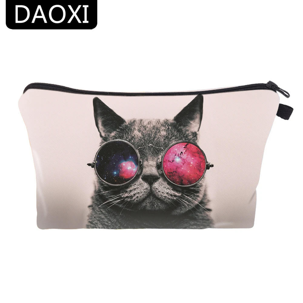 DAOXI женская косметичка с 3D принтом кошки и животных для путешествий Новинка