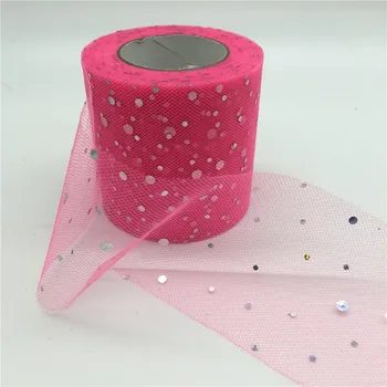 23m lot 6 5cm Tulle Roll Glitter Sequins Mesh Organza Ribbon Gift Box Wrapping Supplies Wedding