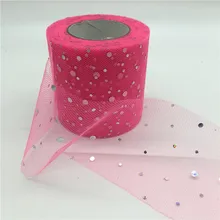 23m lot 6 5cm Tulle Roll Glitter Sequins Mesh Organza font b Ribbon b font Gift