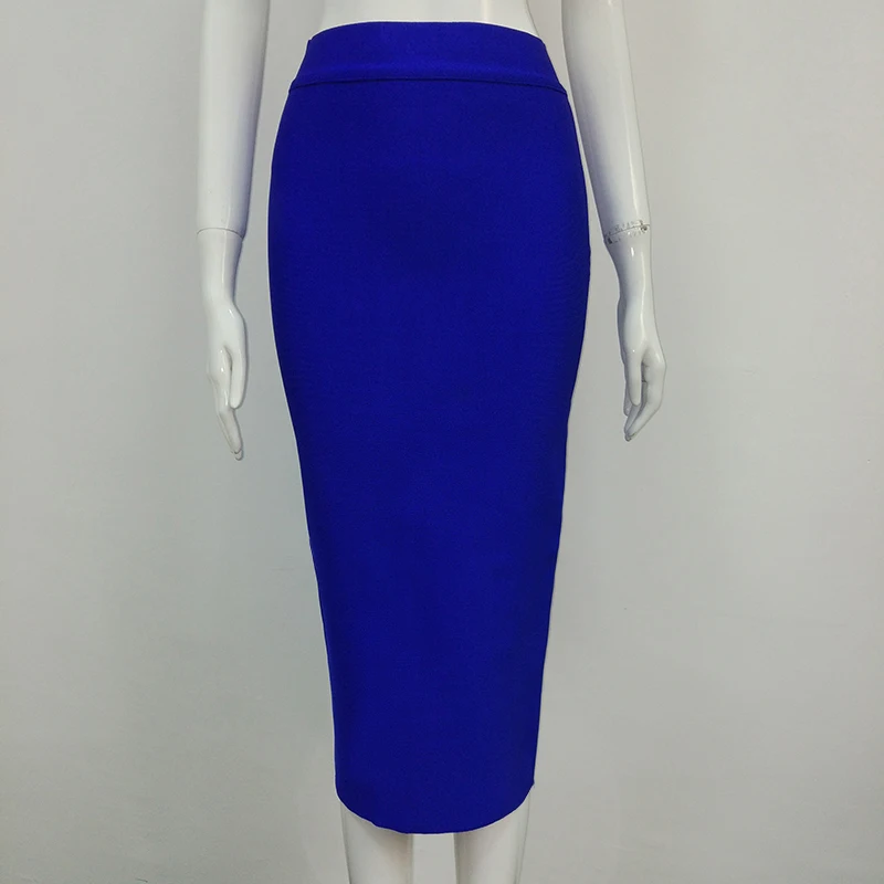 Сексуальная синяя красная бежевая синяя длинная бандажная юбка дизайнерская трапециевидная юбка-карандаш Faldas 78 см