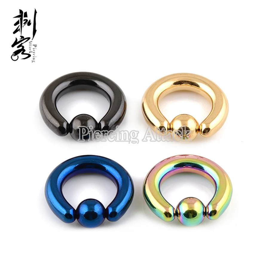 

(Min. order $10) Body Jewelry Titanium Plated Surgical Steel Captive Rings 12 Gauge 2*11*5mm