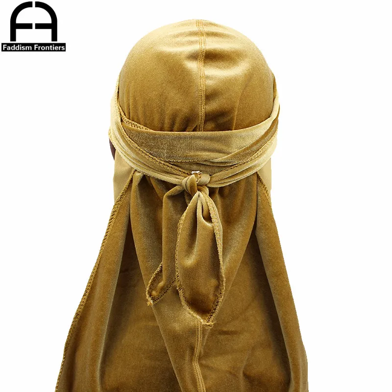 

Unisex Seamless Velvet Durag Long Tail Durags Bandanas for Men Turban Hat Headwear Soft Hair Accessories Waves Cap Do Rag