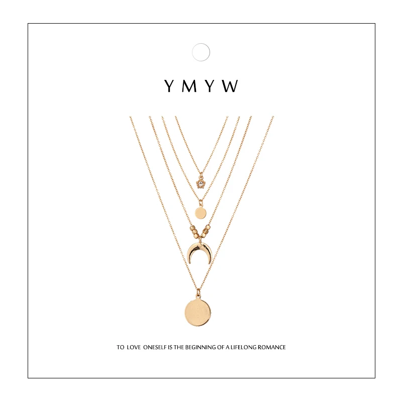 

YMYW Fashion Romantic ZA 2019 Multi-layer Coin Pendant Necklaces Vintage Zinc Alloy Baroque Metalic Necklaces for Women Bijoux