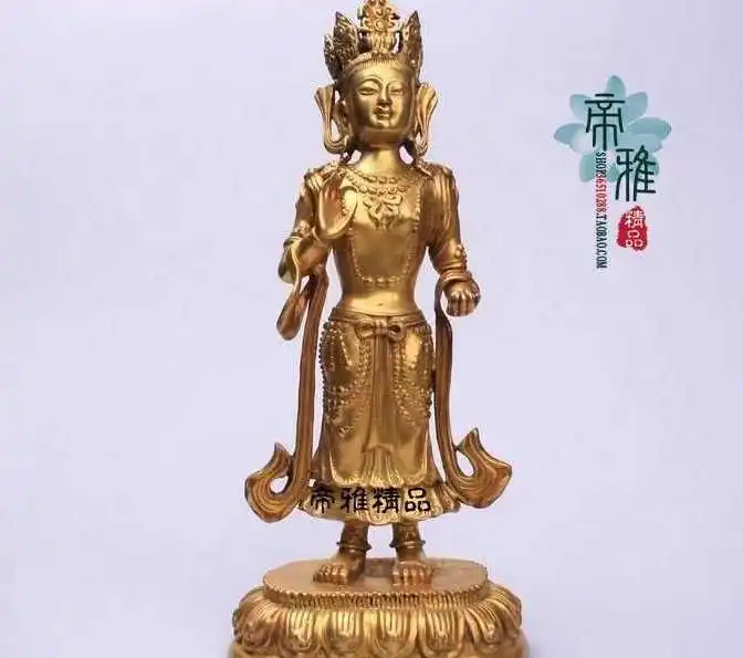 

Tibet Buddhism Old Copper 24K Gold Gild Tara Kwan-yin Guanyin Bodhisattva Statue