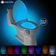 Ночник для туалета, светодиодный светильник, умная ванная комната, датчик движения, PIR, 8 цветов, автоматическая RGB подсветка для туалета, подсветка для ребенка