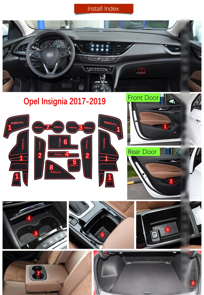 Противоскользящие резиновые ворота слот чашки коврик для Opel Insignia B MK2 OPC GSI Vauxhall Holden Commodore аксессуары наклейки