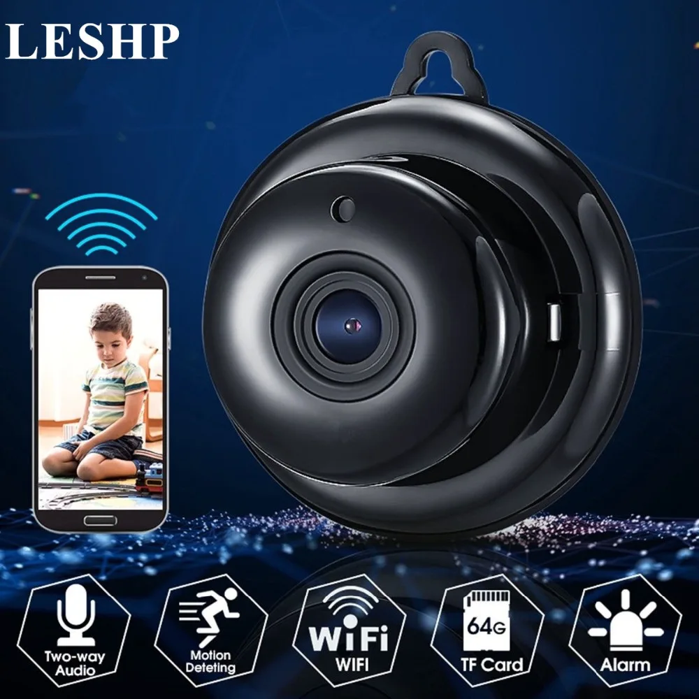 

LESHP WIFI Mini IP Camera With Mic Speaker Night Vision HD 960P Motion Detection Alarm Two-way Intercom Monitor Support TF Card