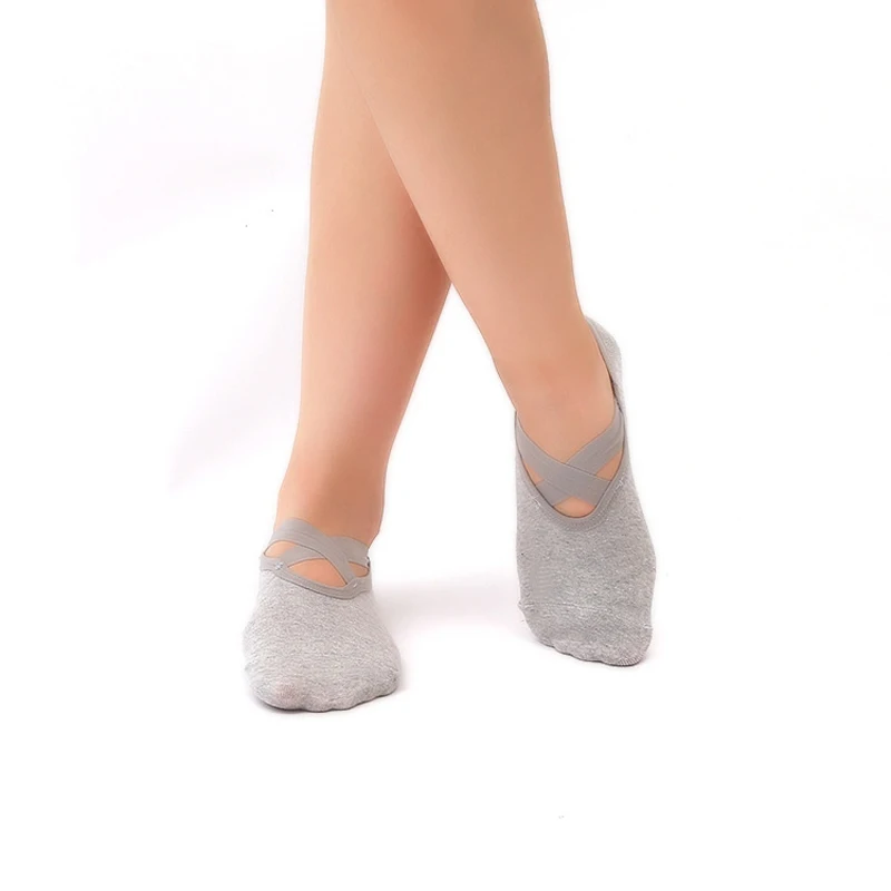 Нескользящие Для женщин Фитнес Йога носки Пилатес бальных танцев Нескользящие крест бандаж без спинки носки тренажерный зал спортивные хлопковые носки удобные
