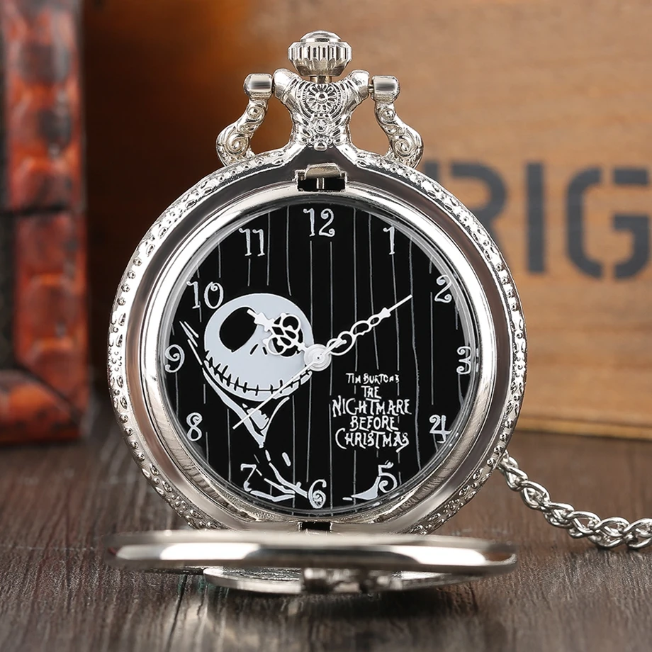 Fashion Cool The Nightmare Before Christmas Jack Skellington Tim Burton Quartz Men Children Women Fob Pocket Watch Vintage Gifts (9)
