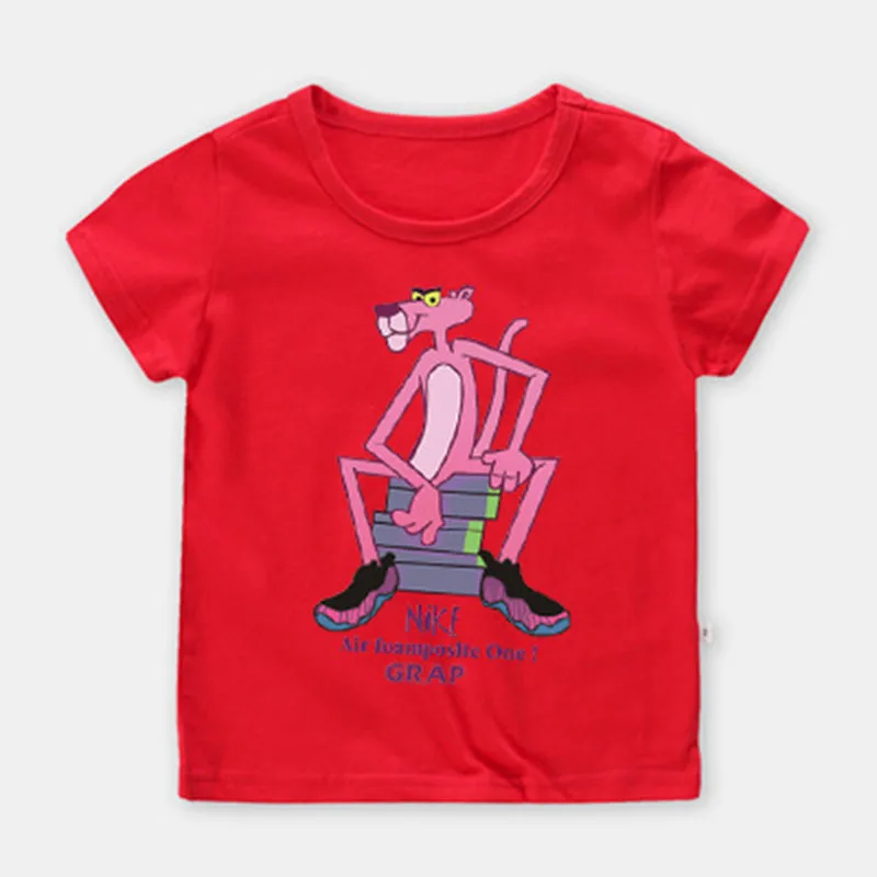Moggi Cat 2019 Summer Boys Clothes Sport Suit Pink Panther Short Sleeve Children's Clothing Top Tee Boys Girls Clothes (11)