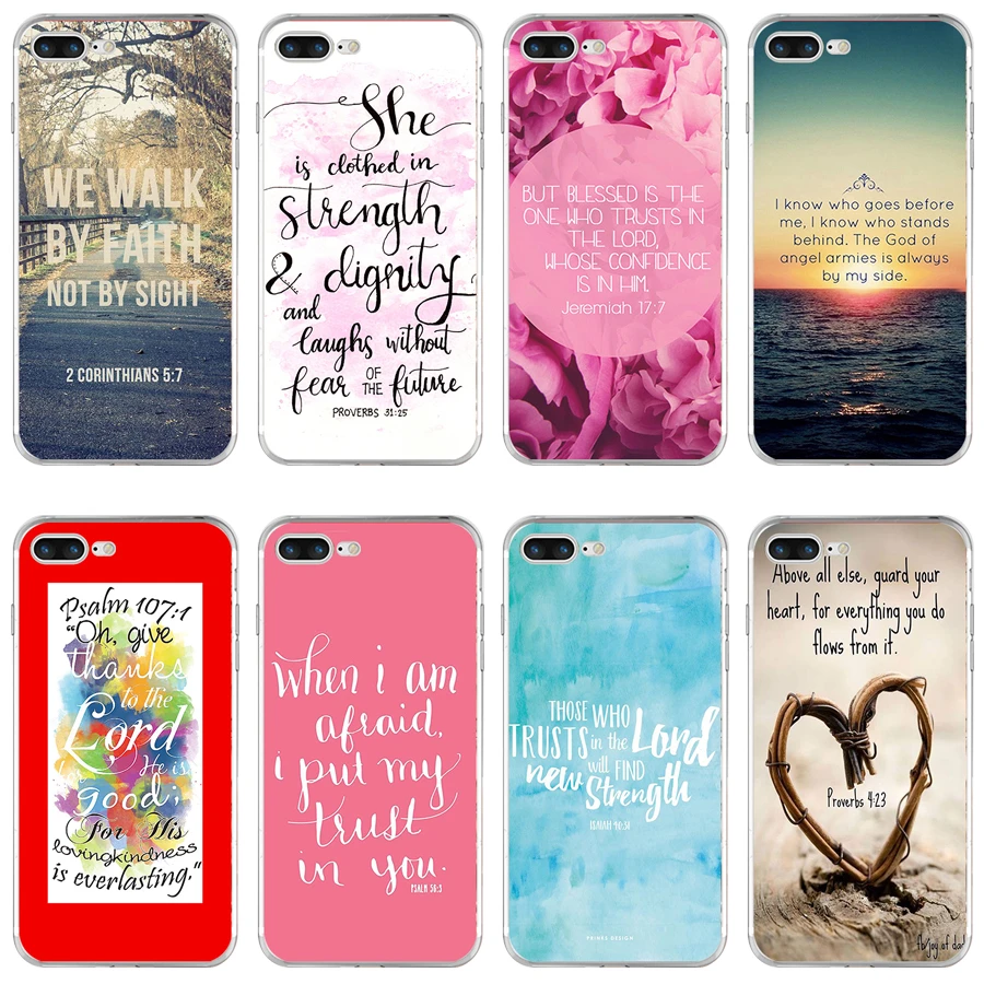 5H Bible Verse Quotes Soft TPU Silicone Cover Case For Apple iPhone  6 6s 7 8 plus Case iphone 7 waterproof case