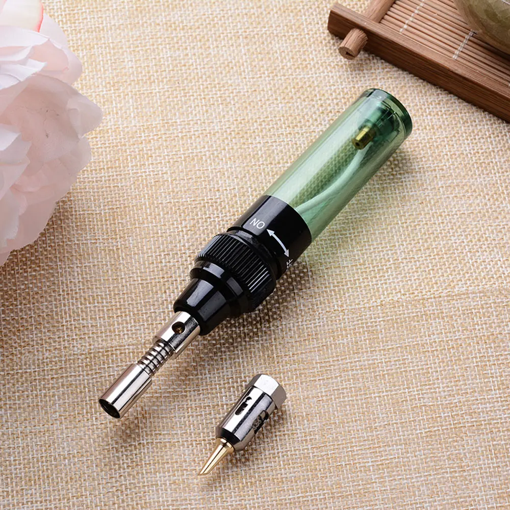 

Gas Soldering Iron Pen Shaped Cordless DIY Butane Gas Gun Torch Tip Transparent Soldering Iron Electronics Tool Gas Blow Solder