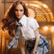 1/6th Female Student England Uniform Shirt Tie Pleated Mini Skirt Clothing Suit Fit 12”Girl Phicen TOYS Doll Action Figure