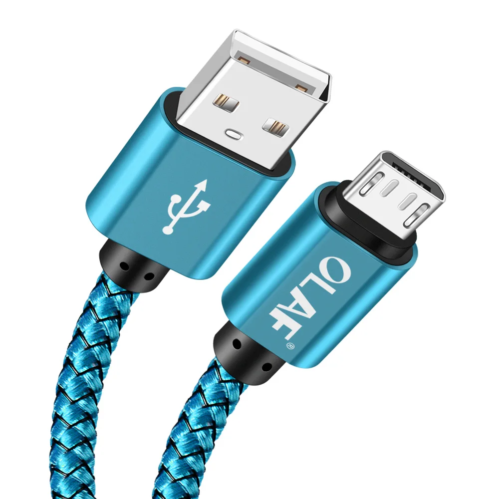 Олаф микро USB кабель 2.4A Быстрая зарядка 1 м 2 м 3 м USB зарядное устройство кабель для передачи данных для samsung Xiaomi Microusb Android кабели для мобильных телефонов - Цвет: Blue