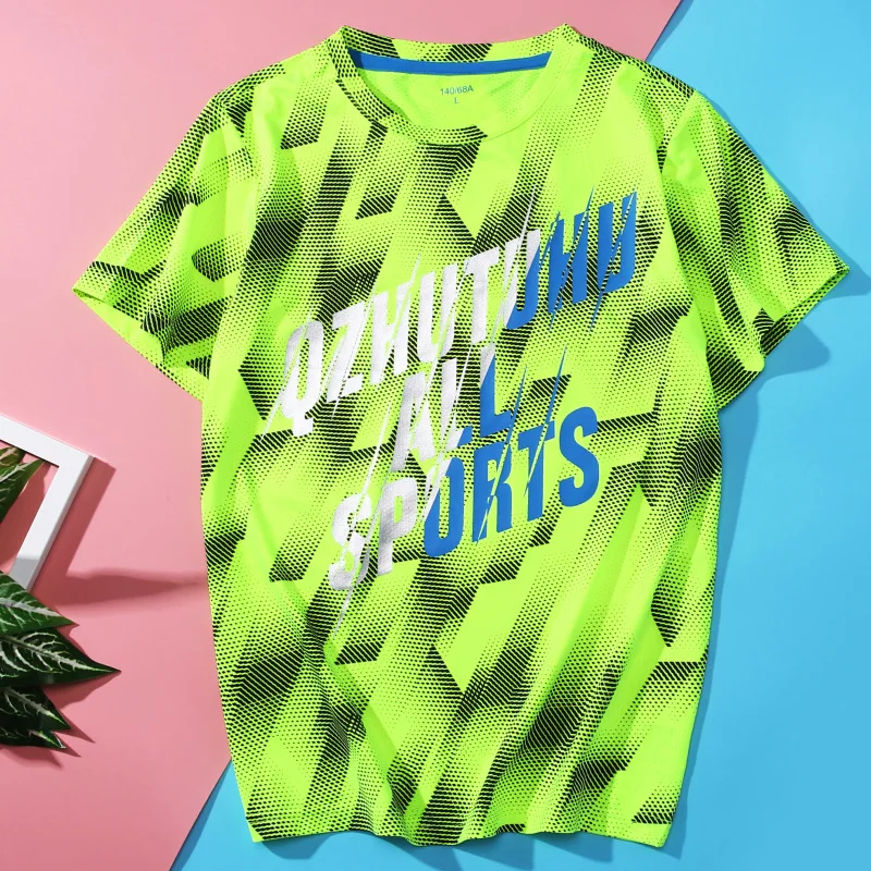 Summer Sports Function Children Top Tees Outfits Fast Drying Elasticity Hygroscopic Anti-UV Boys T-shirts For 110-150cm
