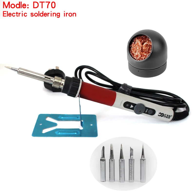 

DT70 Electrical Soldering Iron 220V 70W High Power Solder Welding Pen with 5 psc Iron Tips, Home Thermostat Electronic Repair