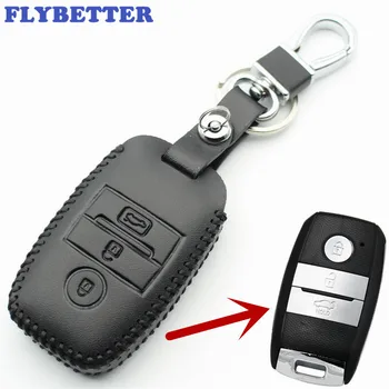 

FLYBETTER Genuine Leather Smart Key Case Cover For Kia KX3/KX5/K3S/RIO/Ceed/Cerato/Optima/K5/Sportage/Sorento Car Styling L72