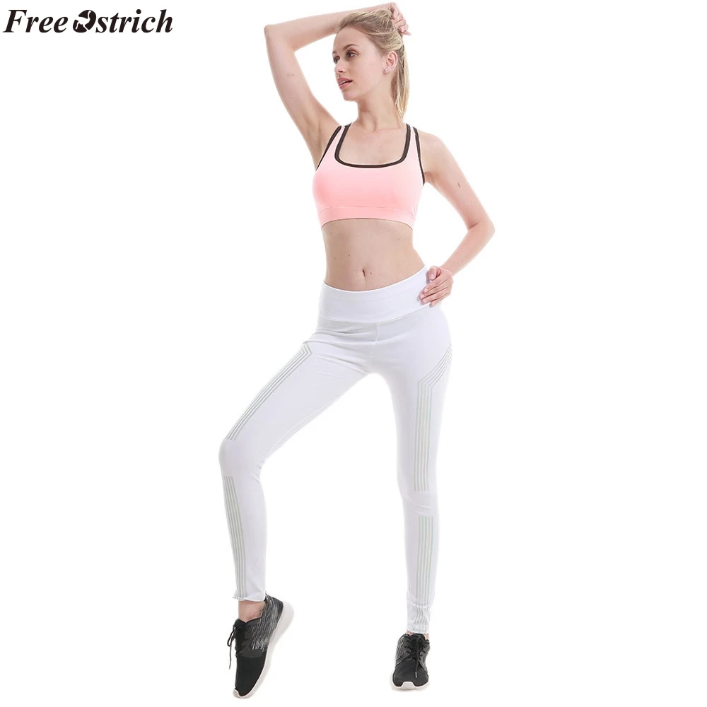 

FREE OSTRICH women's white high waist elastic leggings fashion slim push up trousers jogging workout fitness pants plus size