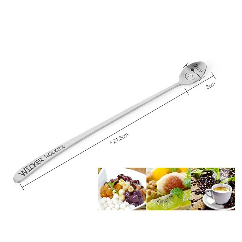 FHEAL New Heavy Long Handle Stainless Steel Cake Dessert Fruit Forks Spoon tableware Smile Face Spoons Forks Flatware (10)