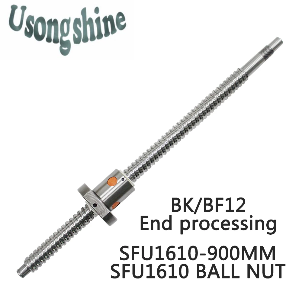 SFU1610 Ball Screw 16mm 1610 Rolled C7 ballscrew 900mm with one 1610 flange single ball nut for CNC parts machine SFU1610 