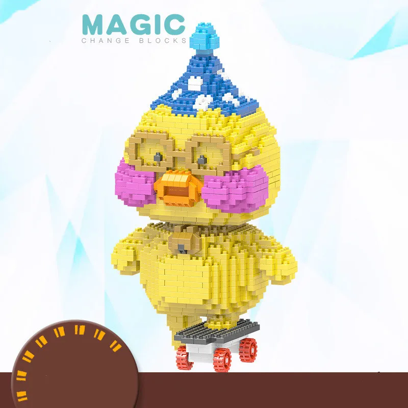 

Creative Decompression Micro nano Small Particle Building Toy DIY Assembly bricks yellow Duck 9038