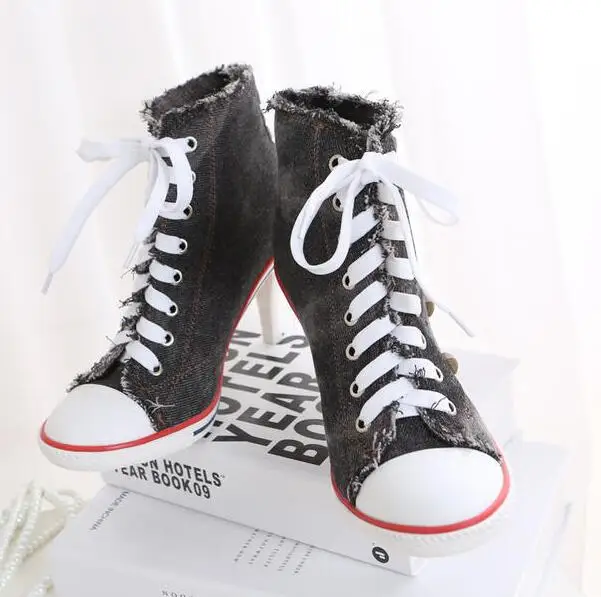 Nouvelle Denim black 02 Mode Décontracté white Rivets 02 Hauts Pointu light Hiver Bout Talons 2016 black light 01 white Blue 01 Bottes Bottines blue Courtes 01 Femmes 02 01 02 Lady xrCoBedW