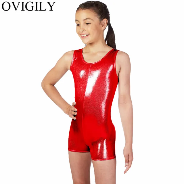 Buy OVIGILY Girls Gymnastics Metallic Tank Unitards