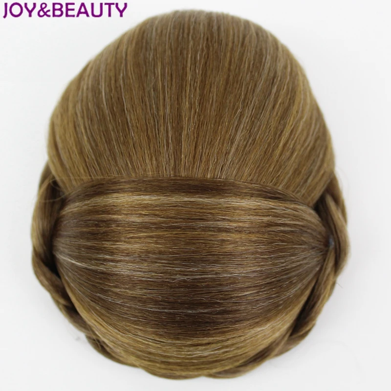 JOY&BEAUTY Gold Colors High Temperature Fiber Synthetic Hair Braided Chignon Clip In Hair Bun Womens Donut Roller Hair Piece