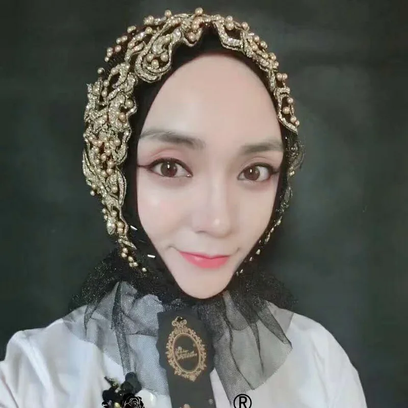 Женский хиджаб однотонные Стразы с блестящими блестками шифоновые шелковые